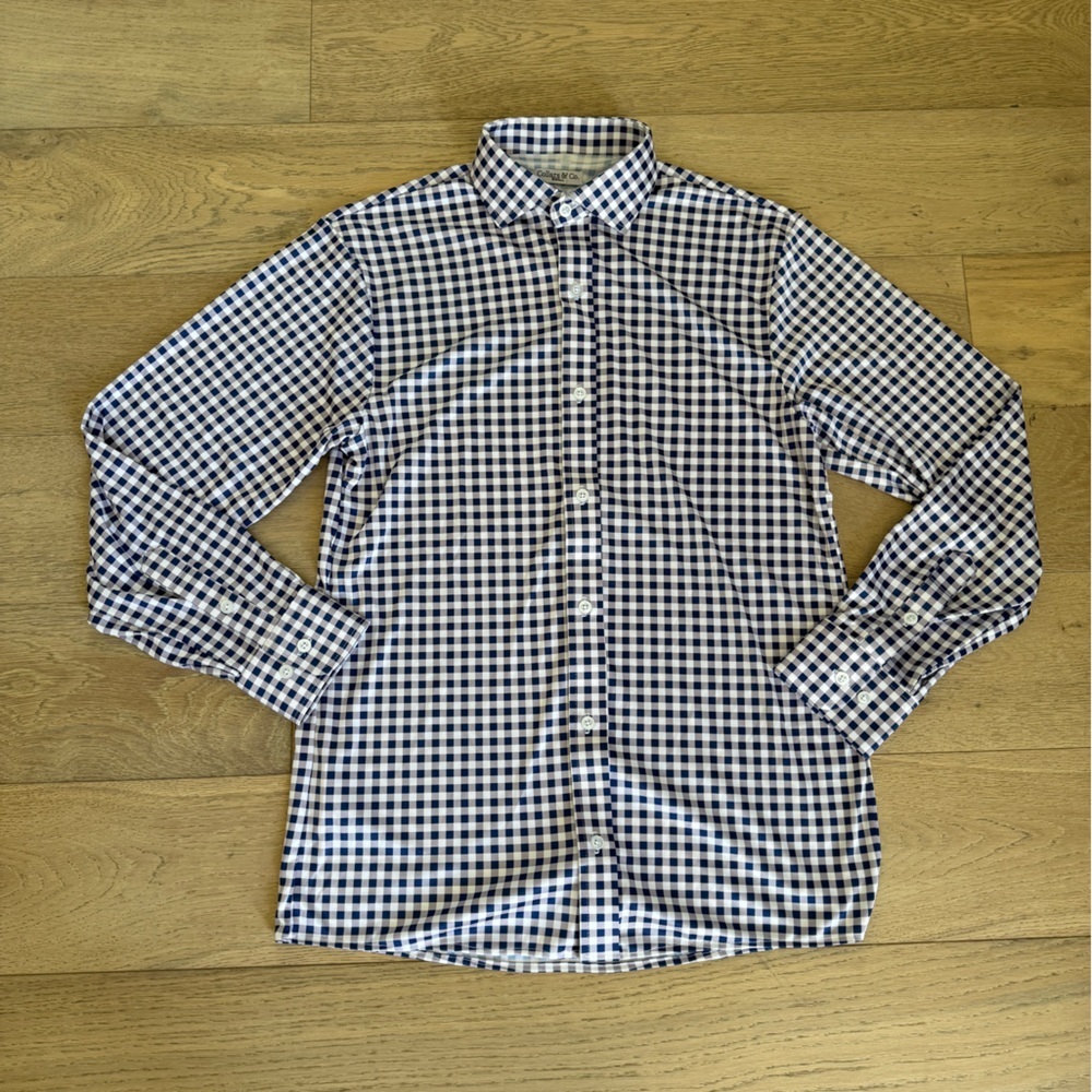 Men's Blue Checkered Casual Button Down Shirt